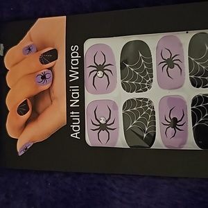 "NAIL WRAPS " Hallowee Finger Nail Wraps Spider Rhinestones Webs Designs
